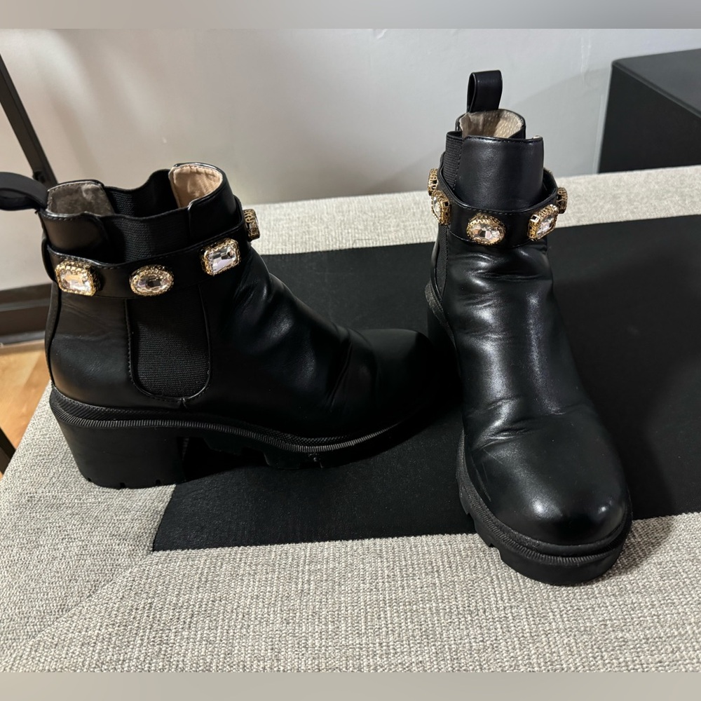 Steve Madden rhinestone combat boots